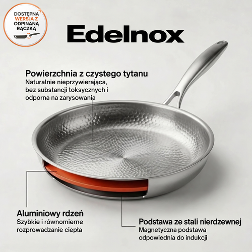 Edelnox — patelnia tytanowa z aluminiowym rdzeniem i stalową podstawą
